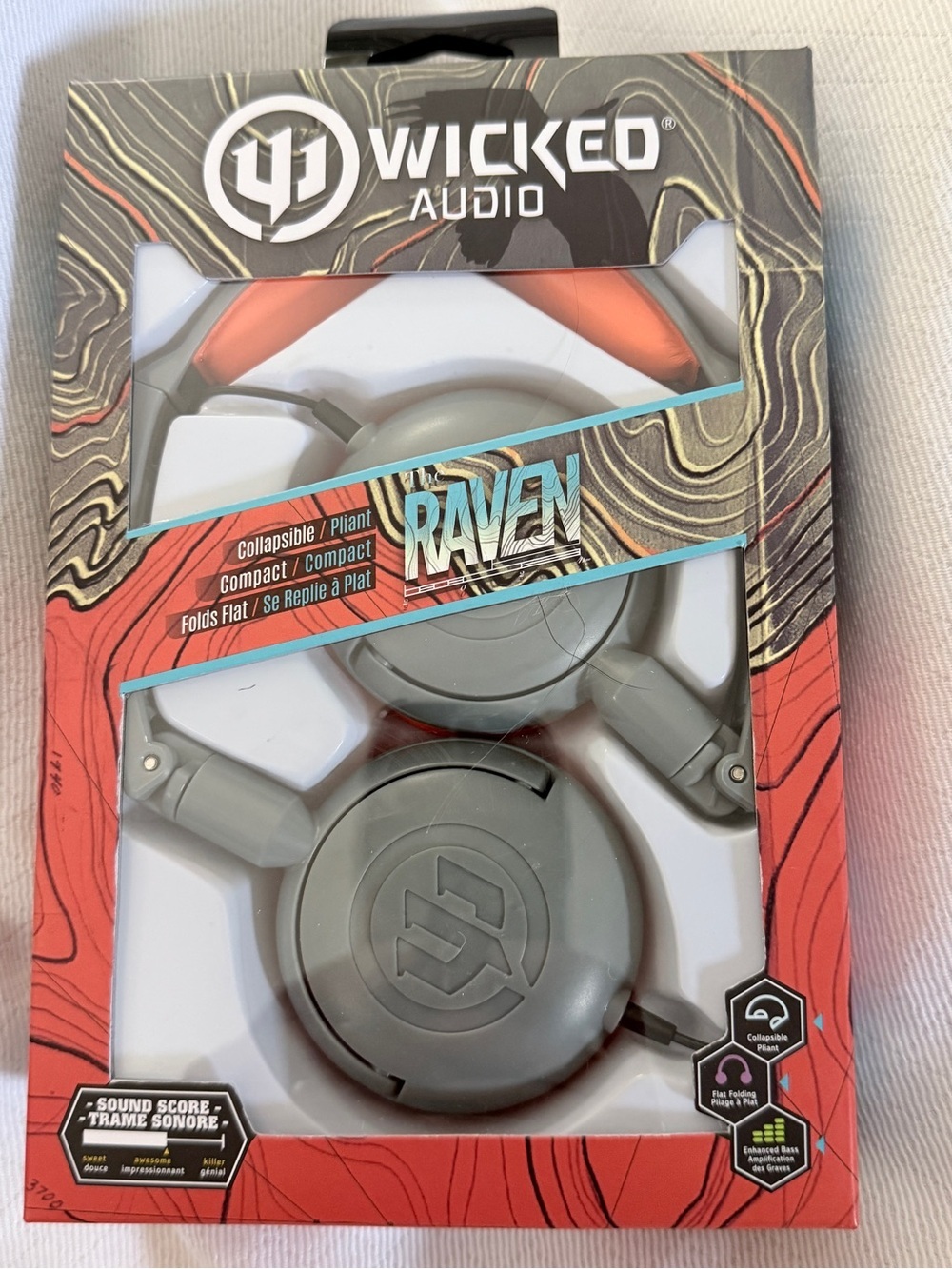 Raven Collapsible Headphones — Gray and Orange